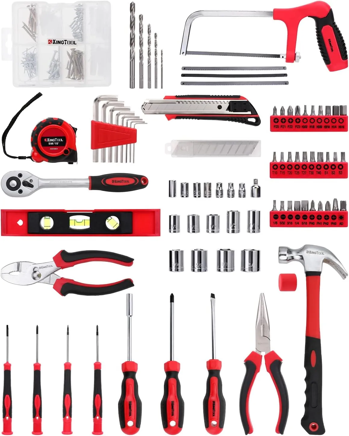 KingTool Home Repair Tool Kit - 226 Piece General Home/Auto Repair Tool Set, General Mechanic Tool Set, General Household Tool Kit, Perfect for Homeowner, Diyer, Handyman