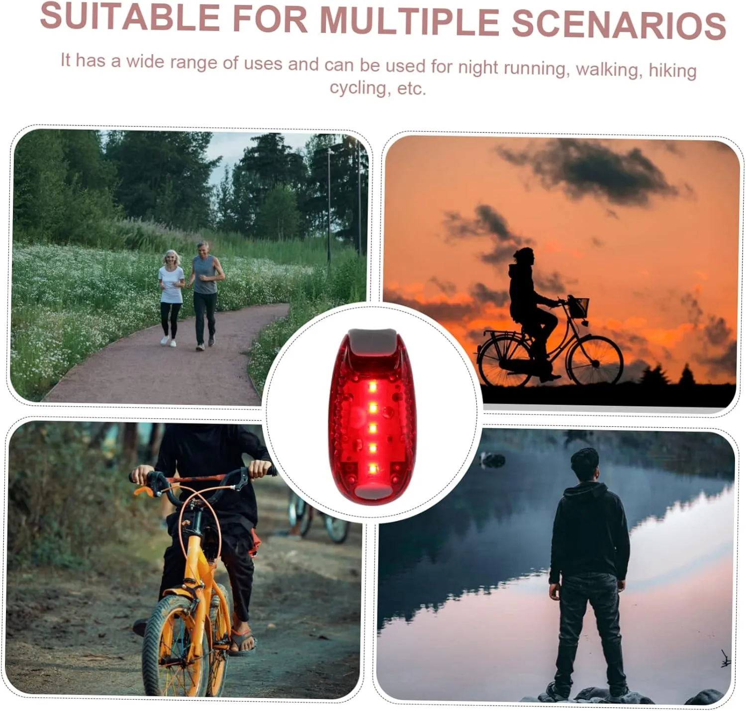 Kisangel LED Warning Light Multi Function Night Running Safety Light for Outdoor Activities Lightweight Durable