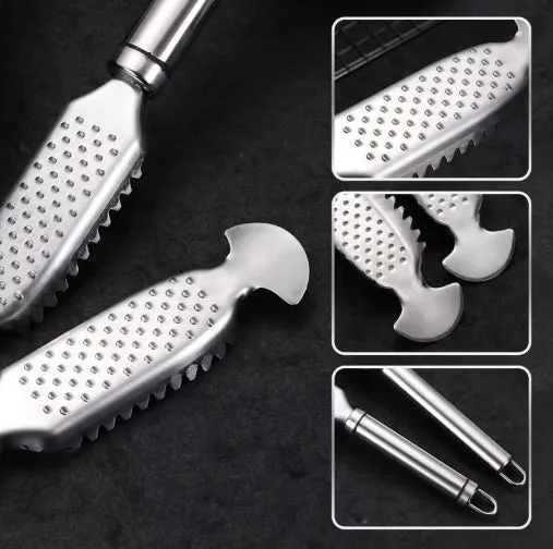 Kitchen Fish Scale Remover Stainless Steel Fish Scale Remover Cleaner Scraper Kitchen Peeler Tool Kitchen Fish Scale Gadgets