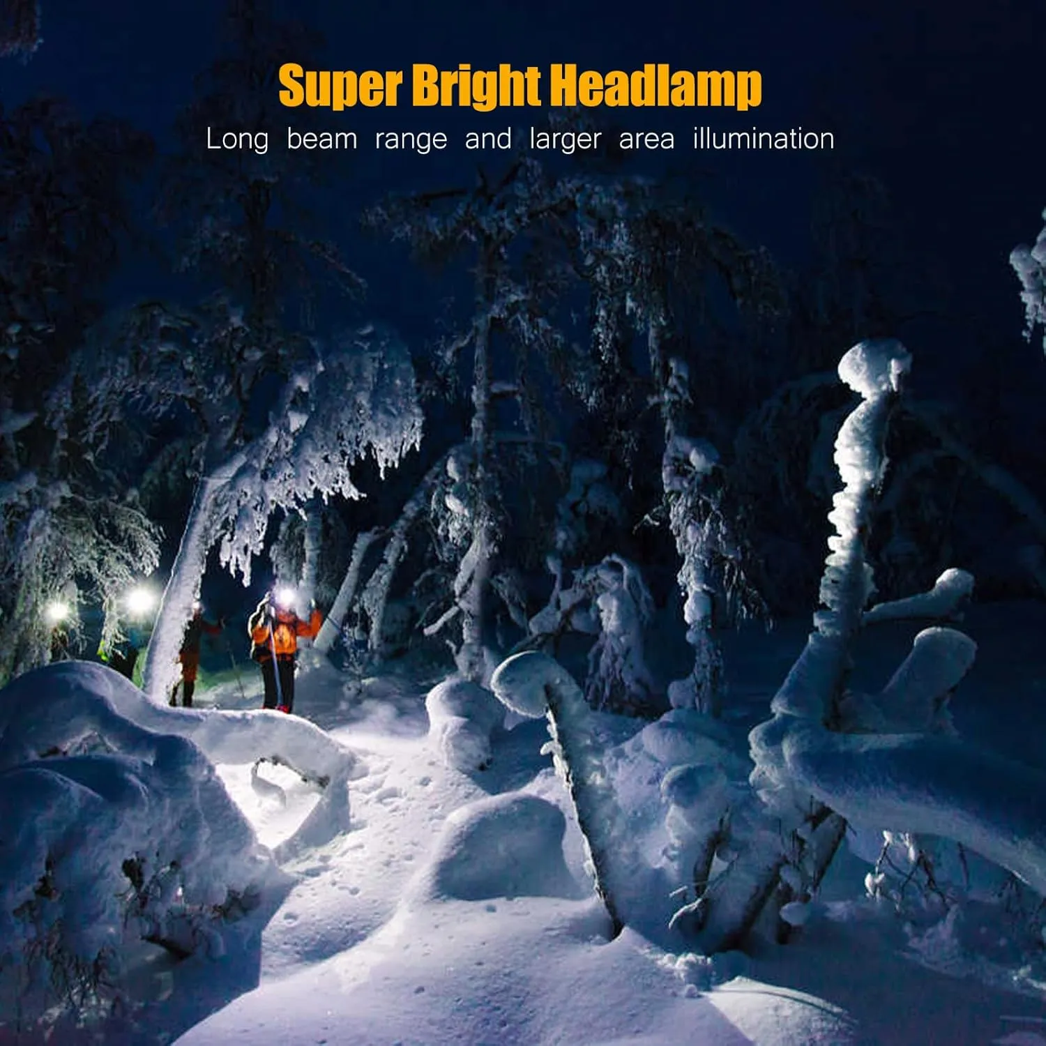 Kitness Rechargeable LED Headlamp with Ultra-Bright Light, Designed for Outdoor Adventures, Waterproof and Durable with 3 Adjustable Light Modes, Perfect for Camping, Running, Hiking (White Light)