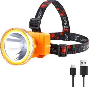 Kitness Rechargeable LED Headlamp with Ultra-Bright Light, Designed for Outdoor Adventures, Waterproof and Durable with 3 Adjustable Light Modes, Perfect for Camping, Running, Hiking (White Light)