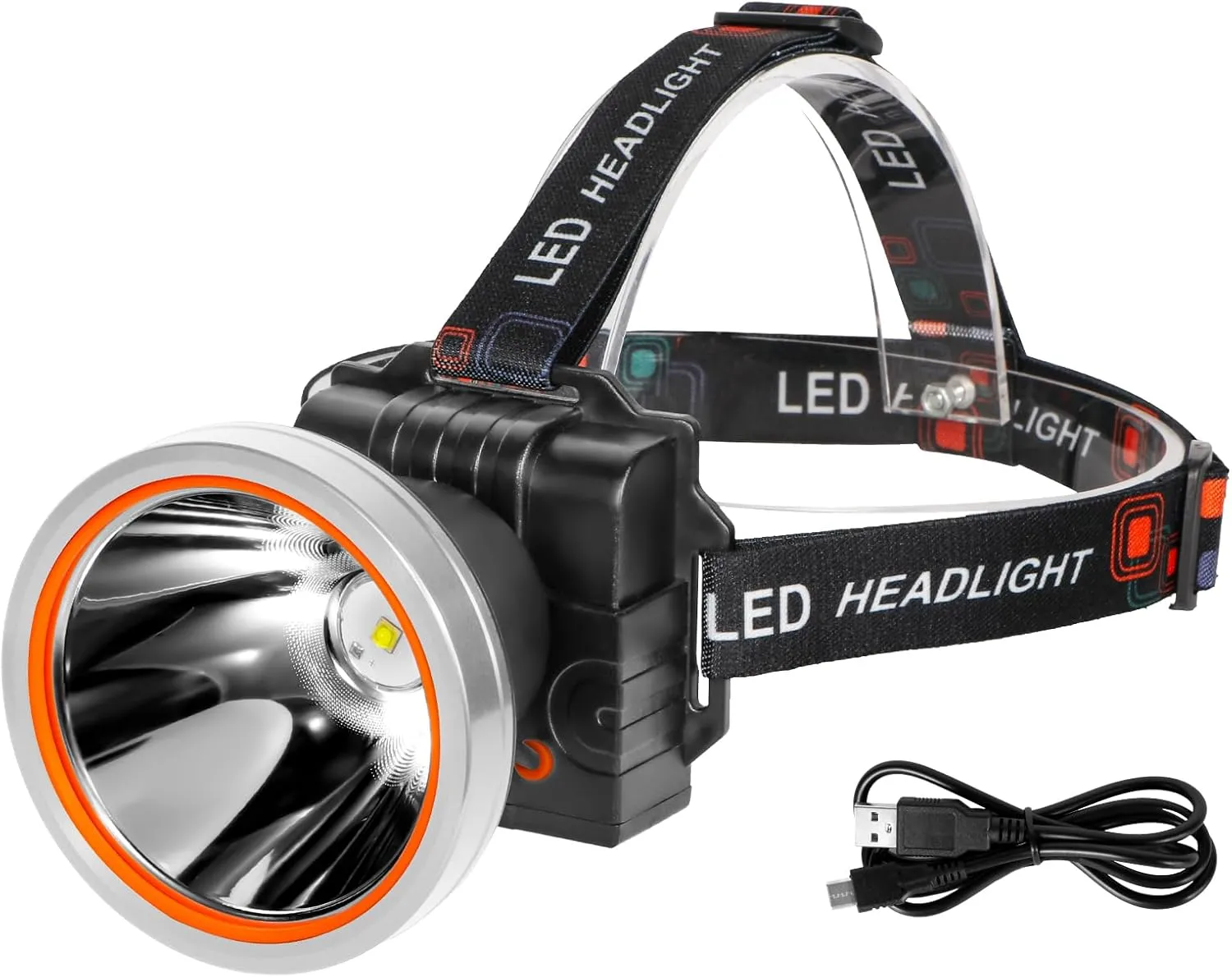Kitness Ultra-Bright LED Headlamp,High Power Rechargeable Waterproof Headlight with 2 Light Modes for Outdoor Activities,Perfect for Camping, Hiking, Running, Emergencies (Silver Style-White Light)
