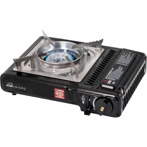 Kiwi Camping Butane Stove Single Burner 8,500 BTU Black