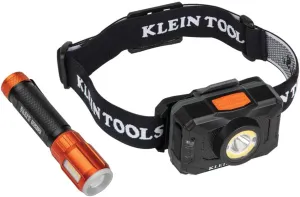 Klein Tools 80060 Rechargeable Flashlight Tool Kit Includes LED Flashlight with Worklight and Headlamp with White and Red Light, 2-Piece