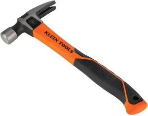 Klein Tools H80820 Straight-Claw Hammer, 20-Ounce, Fiberglass Non-Slip Shock Absorbing Grip Handle with Tether Hole, 13-Inch