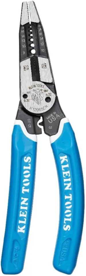 Klein Tools K12065CR Wire Stripper / Cutter / Crimper Tool for Cutting, Stripping, Crimping, Twisting (8-18 AWG solid, 10-20 AWG stranded)