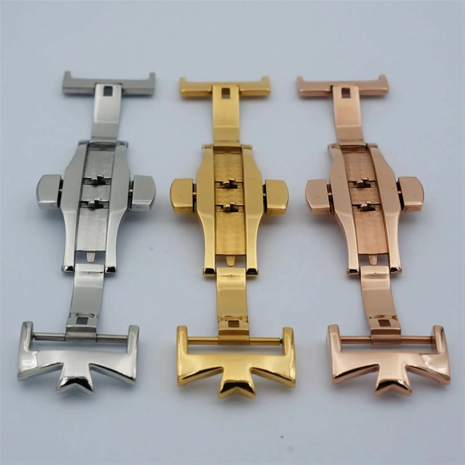 KLVN 18mm 20mm 316L Stainless Steel Double By Double Open Watch Buckle Clasp Strap Deployant For Watchbands