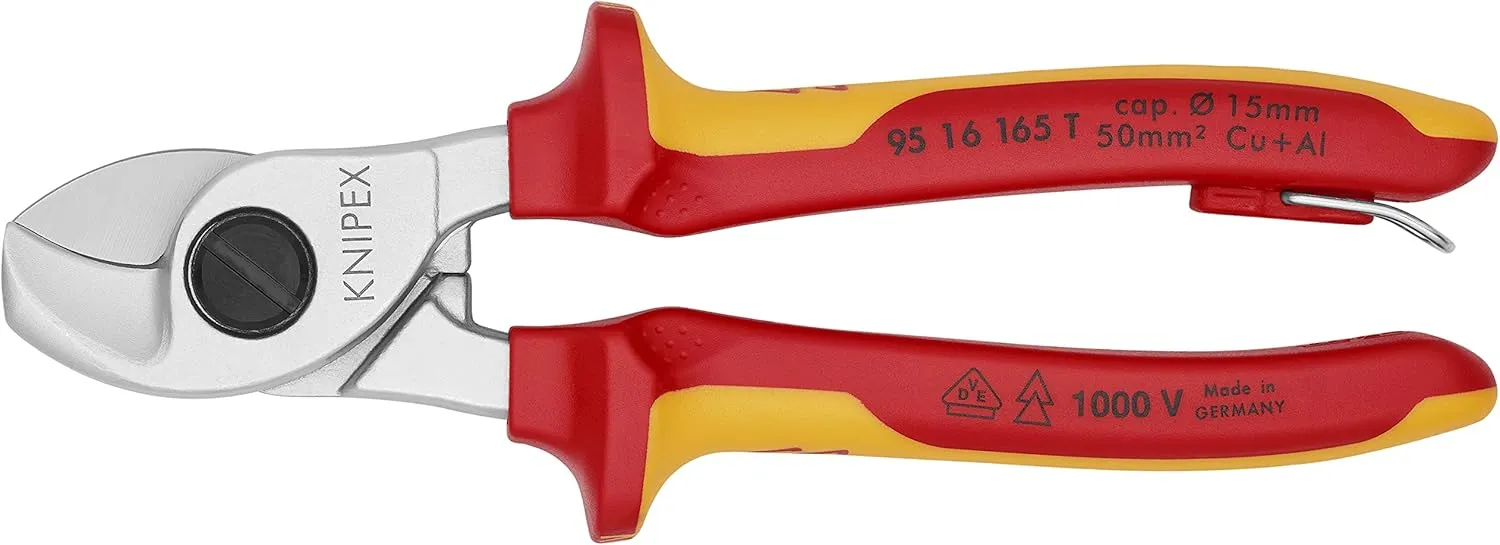 KNIPEX Tools 95 16 165 T Cable Shears-1000V Insulated, Tethered Attachment, 6-1/2"