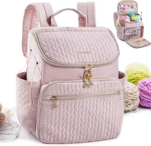 Knitting Bag Backpack, Large Crochet Backpack - Crochet Bag Organizer, Yarn Storage Organizer - Yarn Holder with 10 Pockets for Crochet Accessories, Knitting & Crochet Supplies, Crochet Gift