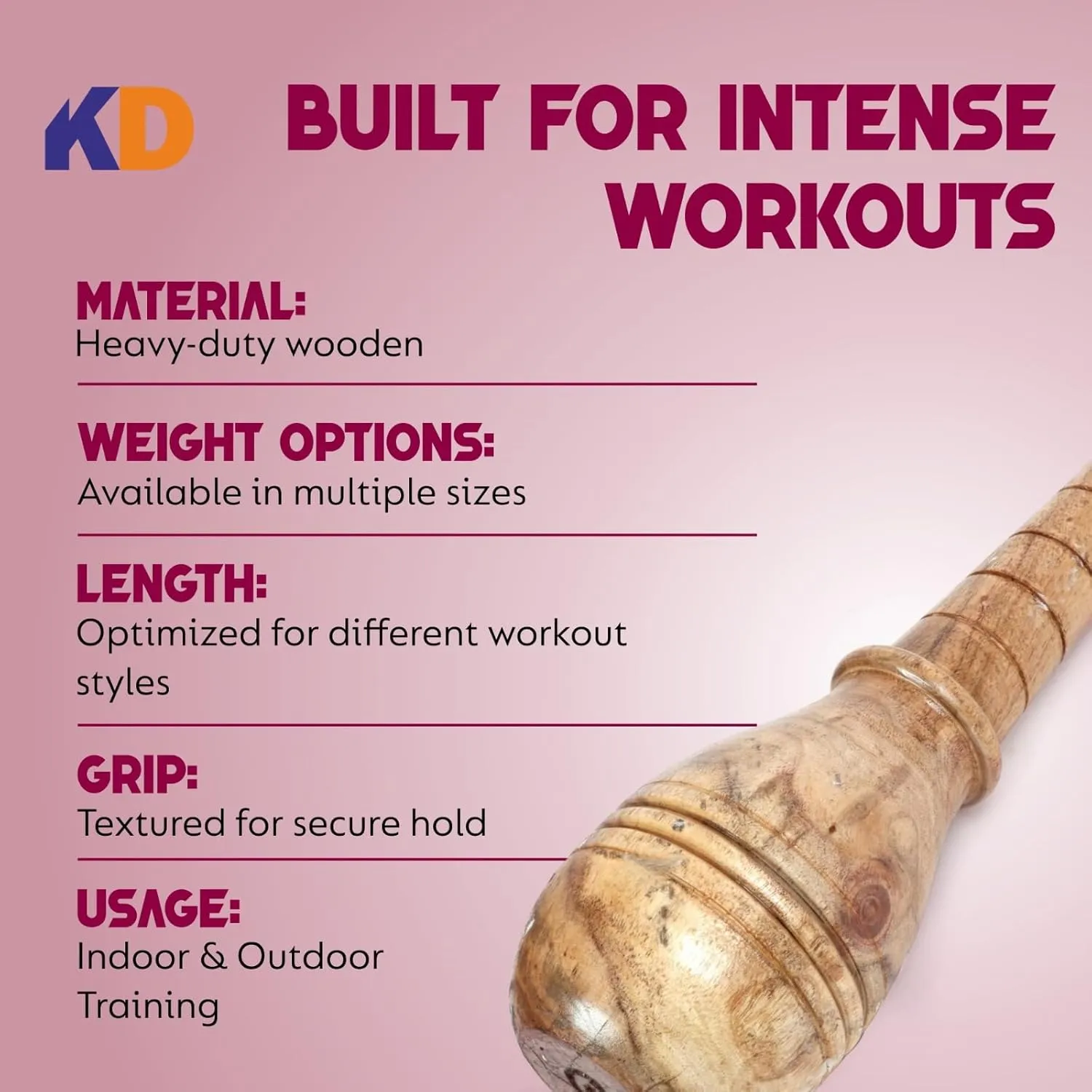 KNK GADA FITNESS BAR INDIAN CLUB BHEEM MACE SHOULDER EQUIPMENT MEEL KARLA KATAI FITNESS DURABLE WOODEN EQUIPMENT