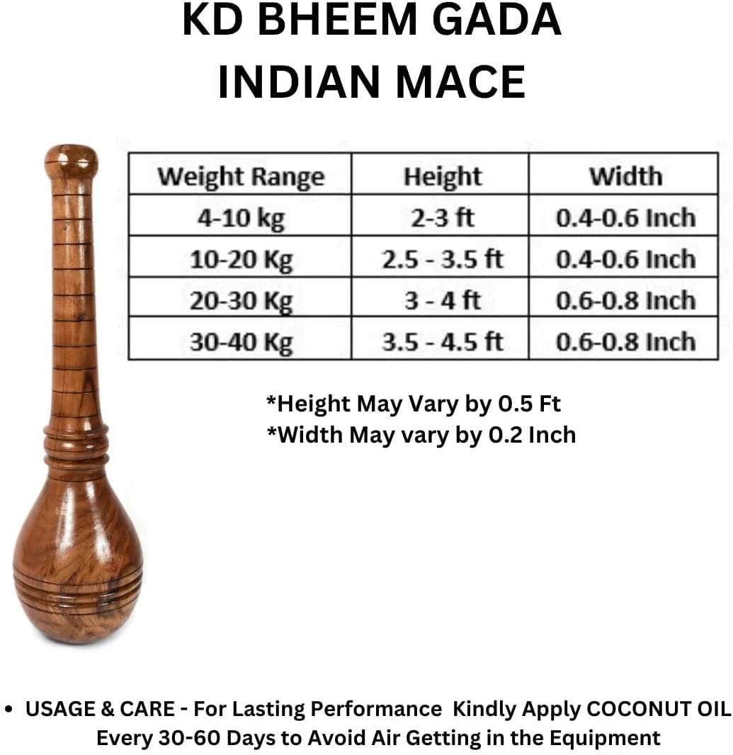 KNK GADA FITNESS BAR INDIAN CLUB BHEEM MACE SHOULDER EQUIPMENT MEEL KARLA KATAI FITNESS DURABLE WOODEN EQUIPMENT