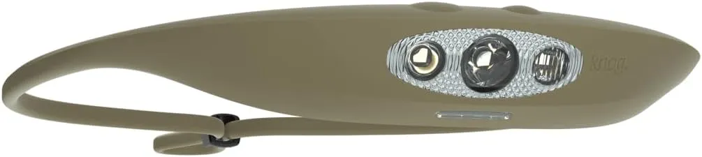 Knog Bandicoot 250 LED Headlamp - Rechargeable Camping Headlamp with 40m Beam, IP67 Waterproof,Multi-Mode Lighting & Silicone Strap - Durable,Innovative Headlamp for Hiking & Outdoors,Pale Green Olive
