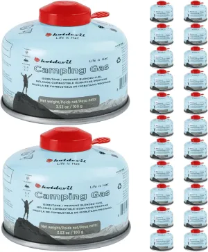 KOMAN Iso-Butane Camping Fuel Gas Canister All Season Mix Isobutane Fuel Canister Backpacking Fuel Light-Weight Compact Camping Fuel Mini Propane Tanks Camp Stove Fuel 100gram (24 Pack)