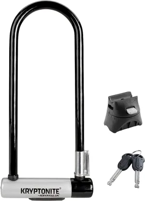 Kryptonite Kryptolok Bike U-Lock, Heavy Duty Anti-Theft Bicycle Lock Sold Secure Gold, 12.7mm Long Shackle with Mounting Bracket and Keys, Ultimate Security Lock for Bicycles E-Bikes Scooters