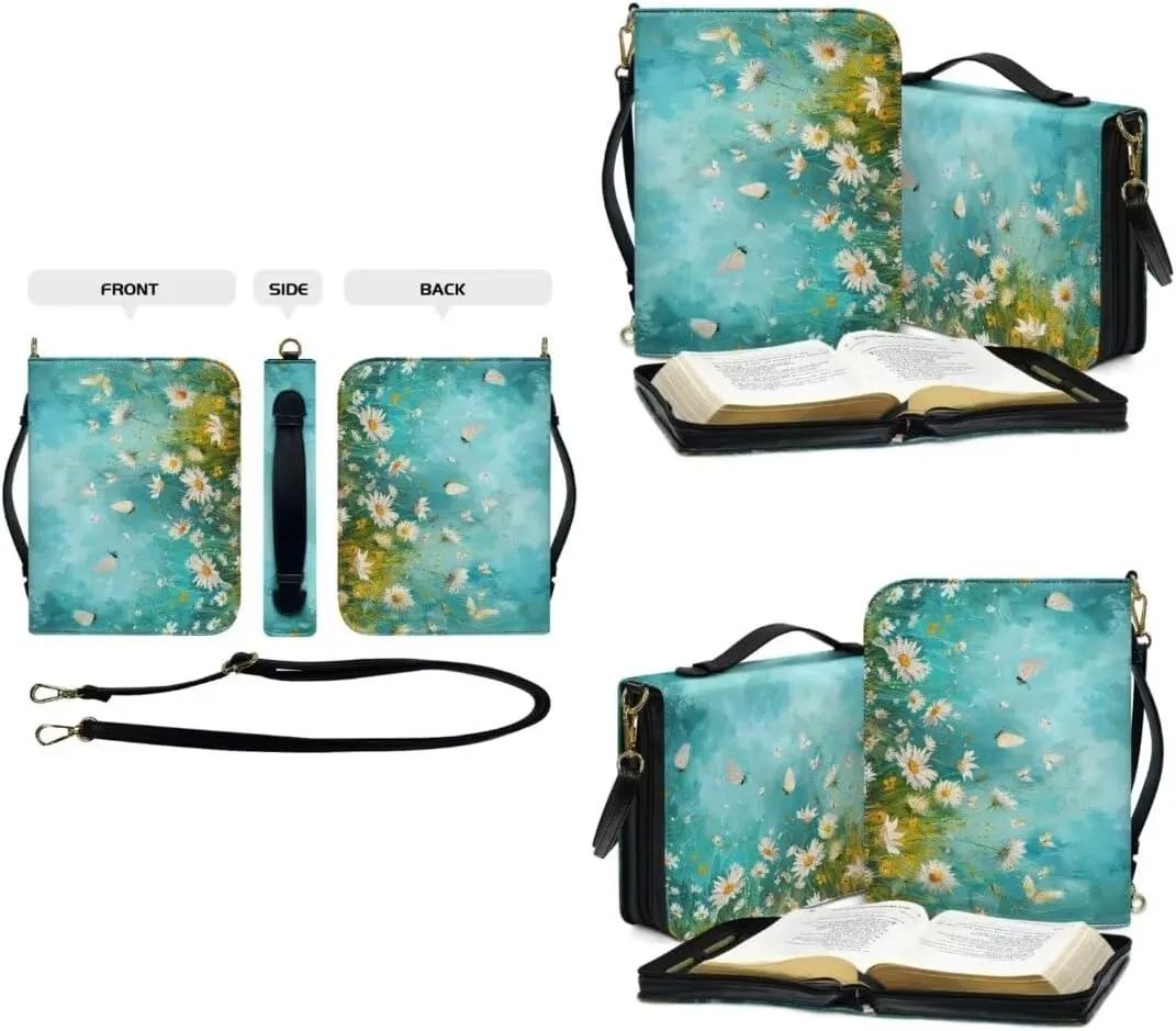 Kuiaobaty Large Bible Covers for Women PU Leather Bible Holder Case Zipper Bible Carring Bag