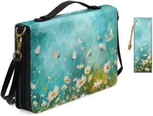 Kuiaobaty Large Bible Covers for Women PU Leather Bible Holder Case Zipper Bible Carring Bag