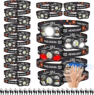 KunHe 20 Pack Headlamp Flashlight Head Lamps led Rechargeable Headlight Motion Sensor Head Lamp 10 Mode for Outdoor Camping Gear Hiking Fishing Running Cycling Headlight Emergency Lights for Home
