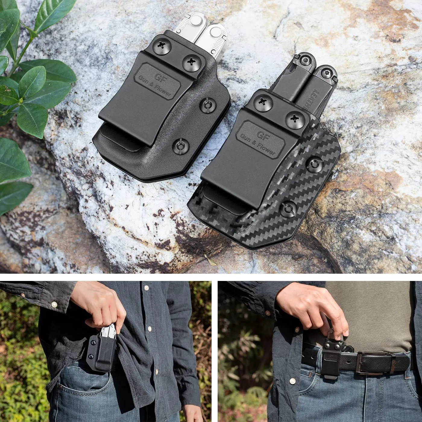 Kydex Multitool Sheath for LEATHERMAN WAVE & WAVE   PLUS/REBAR/SURGE HEAVY DUTY/SKELETOOL Multi Tool Pouch, Multi-tool not included, Kydex and Carbon Fiber Available