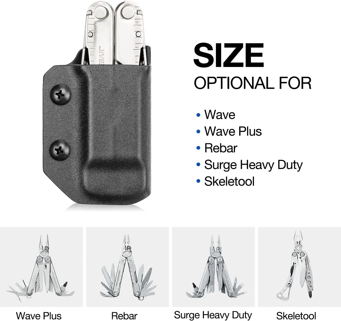 Kydex Multitool Sheath for LEATHERMAN WAVE & WAVE   PLUS/REBAR/SURGE HEAVY DUTY/SKELETOOL Multi Tool Pouch, Multi-tool not included, Kydex and Carbon Fiber Available