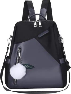 Ladies Fashion Pendant Casual Backpack Retro Solid Color Large Capacity Small Anime Backpack for (Black, One Size)
