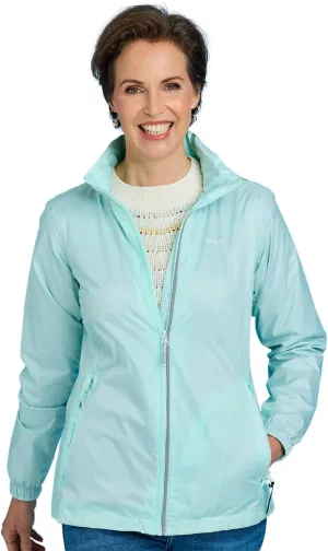 Ladies Packaway Waterproof Jacket Breathable Mesh with Adjustable Hood Taped Seams & Reflective Trim Aqua