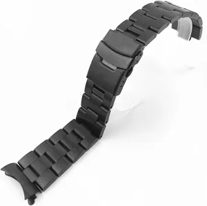 LAnGSHAW 20mm 22mm Stainless Steel Watch Band Strap Silver Polished Mens Luxury Replacement Metal Watchband Bracelet Compatible for Seiko (Band Color : AA150Black, Band Width : 22mm)