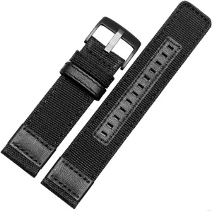 LAnGSHAW Nylon Watchbands Men Sport Strap 20mm 22mm 24mm Black Green Coffee Watch Band Belt Stainless Steel Buckle Clasp Accessories (Band Color : Black Black Buckle, Band Width : 20mm)