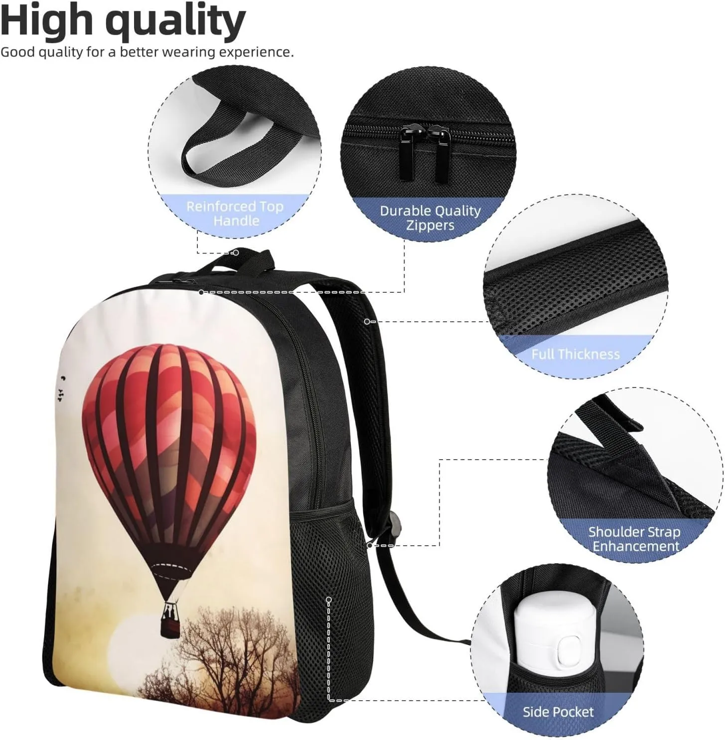 Laptop Backpack for Men Women Carry On Backpack Hot air balloon Backpack Lightweight Travel Bag Casual Daypack