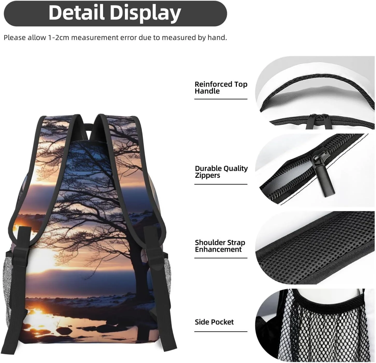 Laptop Backpack for Men Women Lightweight Travel Backpack Tree branch silhouette at dusk Daypack Laptop Bag for Travel