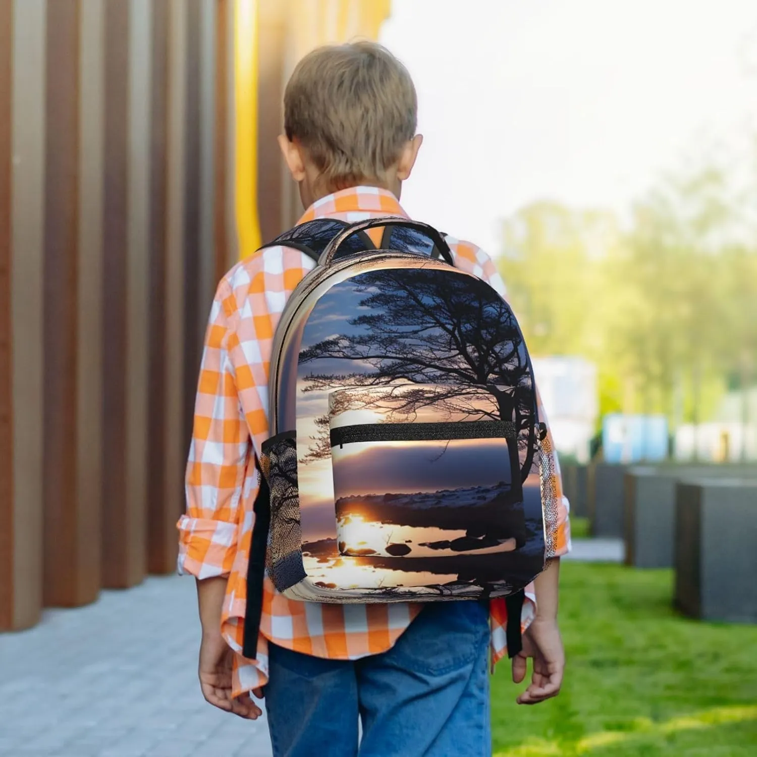 Laptop Backpack for Men Women Lightweight Travel Backpack Tree branch silhouette at dusk Daypack Laptop Bag for Travel