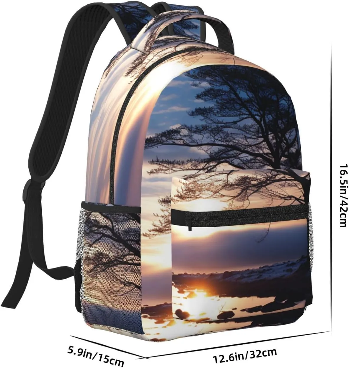 Laptop Backpack for Men Women Lightweight Travel Backpack Tree branch silhouette at dusk Daypack Laptop Bag for Travel