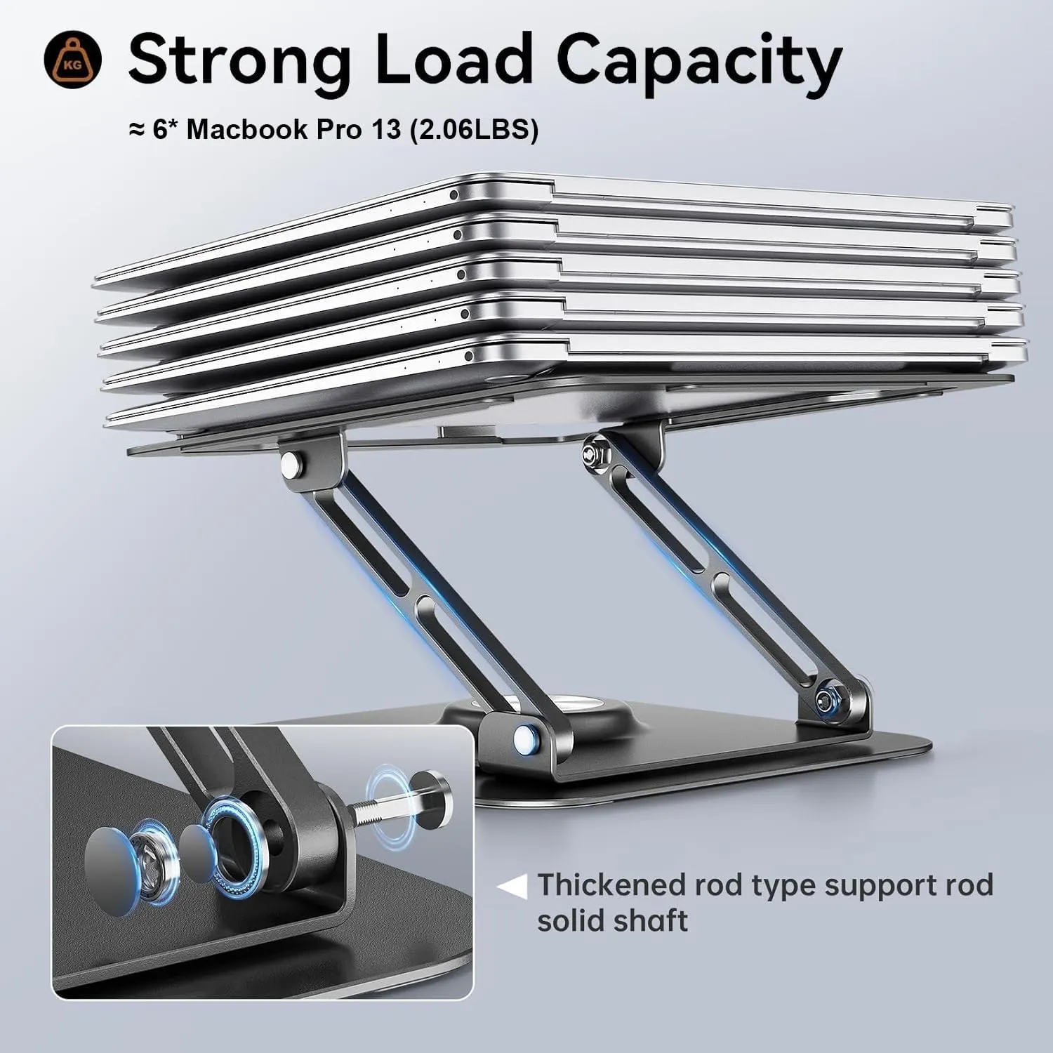 Laptop Stand for Desk, Adjustable Computer Stand with 360° Rotating Base, Ergonomic Laptop Riser for Collaborative Work, Foldable & Portable Laptop Stand, fits for All 10-16" Laptops