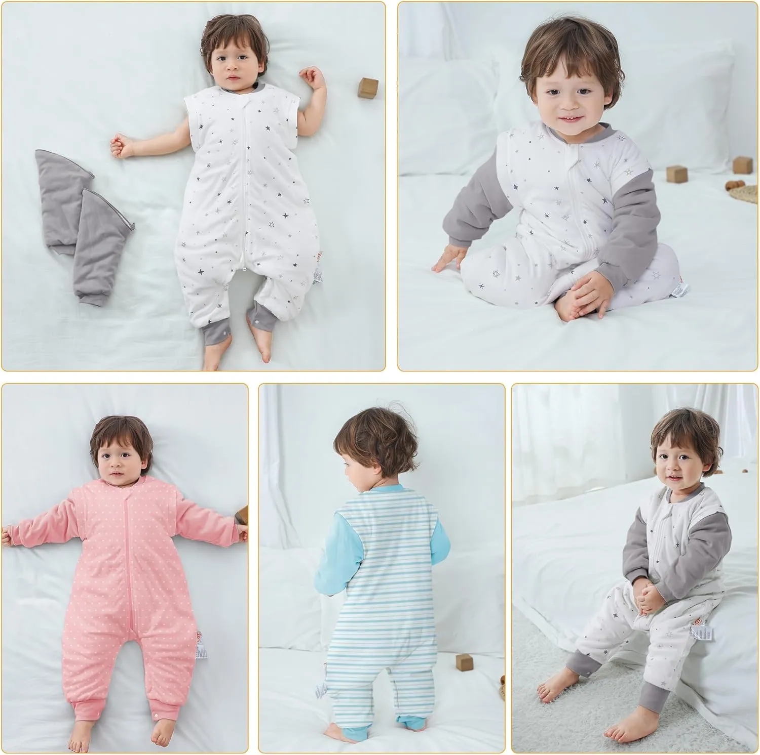 LAT Baby Sleep Bag with Feet Winter, Wearable Blanket, Warm Sack for Toddler Thicken 2.5 TOG-Removable Sleeves