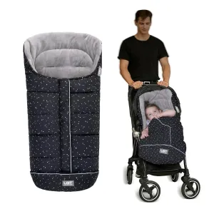 LAT Baby Warm Bunting Bag Universal,Stroller Sleeping Bag Cold Weather,Waterproof Toddler Footmuff(Basic,Black White Stars)