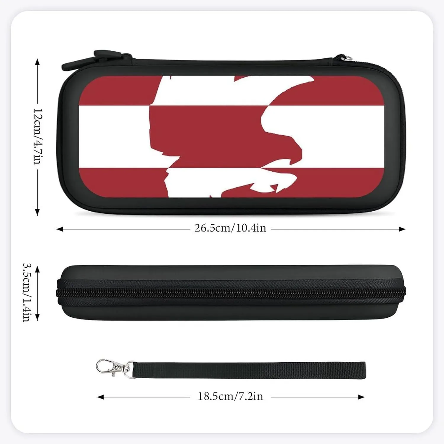 Latvia Flag and Falcon Bird Hard Shell Travel Case with Rope 15 Game Card Pockets Compatible with Switch Protective