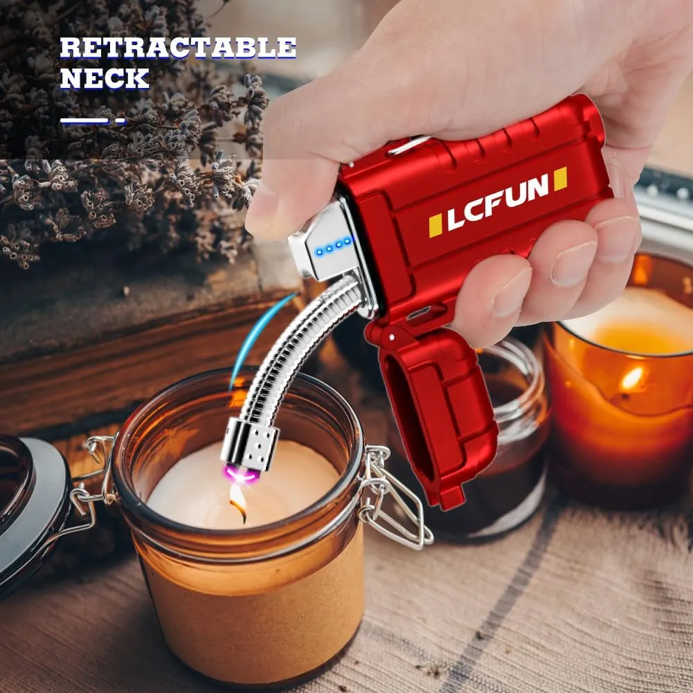 LcFun Electric Lighter Outdoor Windproof USB C Rechargeable Plasma Arc Lighters Electronic Flameless Lighter with Flashlight for Camping Hiking, Survival Kits, Tactical Gears for Men