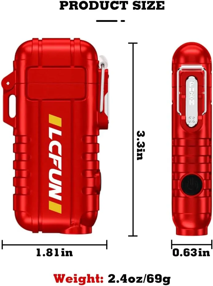 LcFun Electric Lighter Outdoor Windproof USB C Rechargeable Plasma Arc Lighters Electronic Flameless Lighter with Flashlight for Camping Hiking, Survival Kits, Tactical Gears for Men