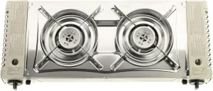 Leafy, Twin Burner Gas Stove (Warm Gray), High Performance Butane Range, Portable Stove, Countertop Range, Hard plastic durable carrying case included, Butane gas cartridges sold separately