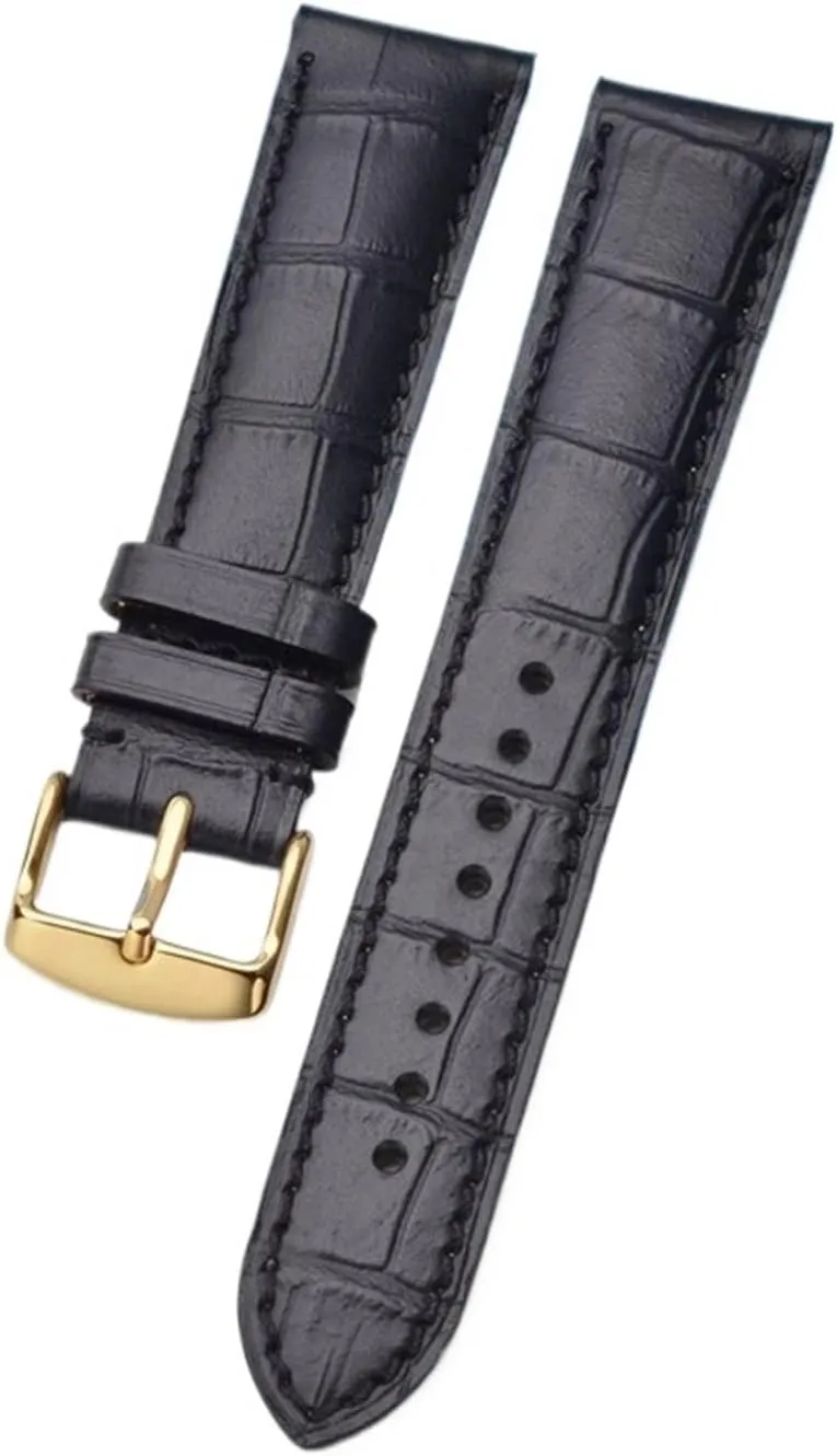 Leather Watchband 14mm 18mm 19mm 20mm 21mm 22mm Embossed Watch Strap Gold Buckle Men Women Bracelet
