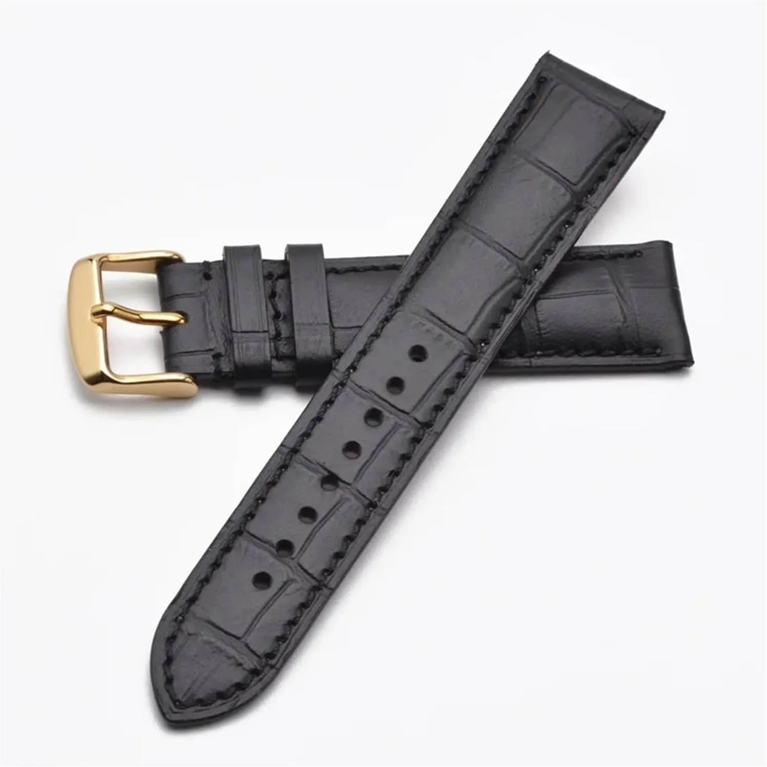 Leather Watchband 14mm 18mm 19mm 20mm 21mm 22mm Embossed Watch Strap Gold Buckle Men Women Bracelet
