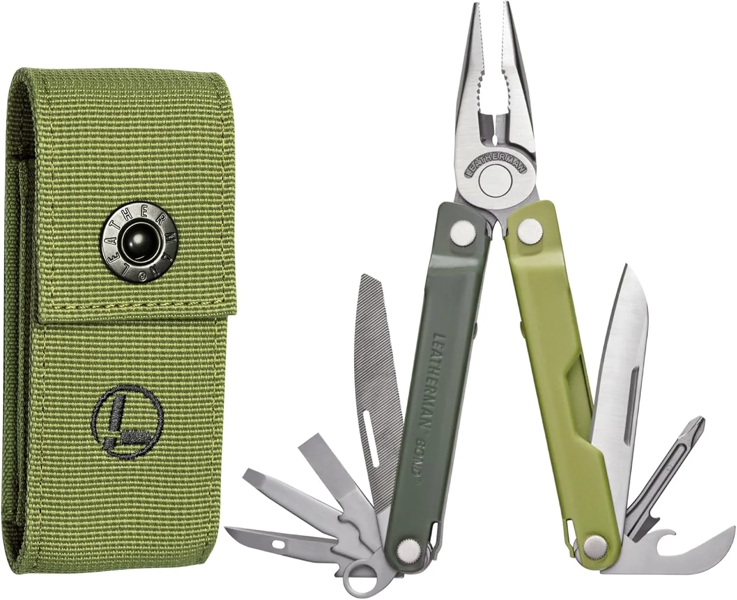 LEATHERMAN, Bond, 14-in-1 Lightweight Multi-tool for Camping, Hiking & Everyday Carry (EDC), Made in USA, Nylon Sheath Included, Mossy Slate