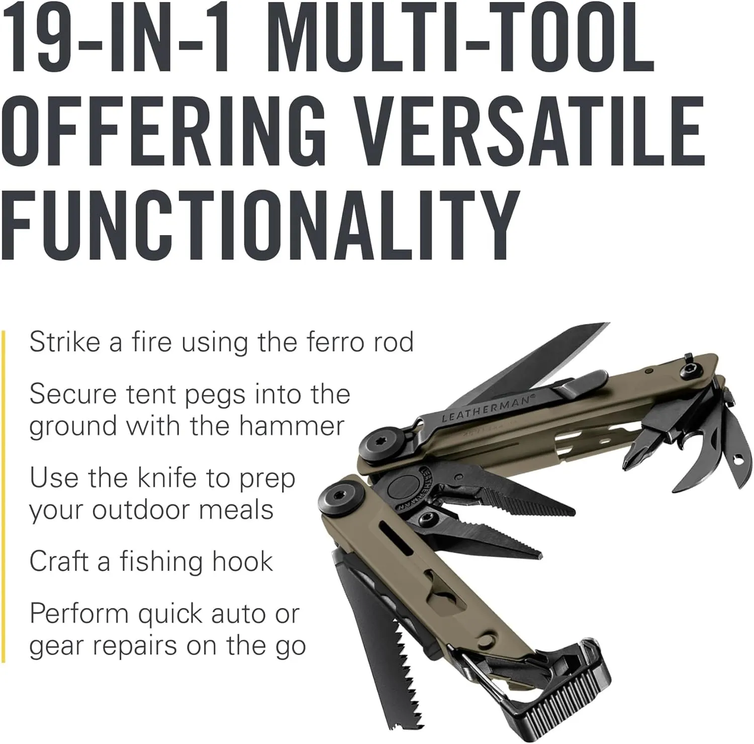 LEATHERMAN, Signal, 19-in-1 Multi-tool for Outdoors, Camping, Hiking, Fishing, Survival, Durable & Lightweight EDC, Made in the USA, Coyote Tan