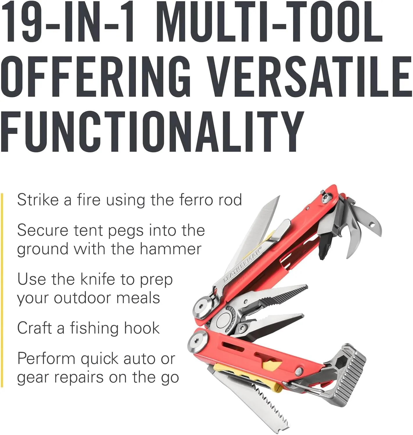 LEATHERMAN, Signal, 19-in-1 Multi-tool for Outdoors, Camping, Hiking, Fishing, Survival, Durable & Lightweight EDC, Made in the USA, Guava