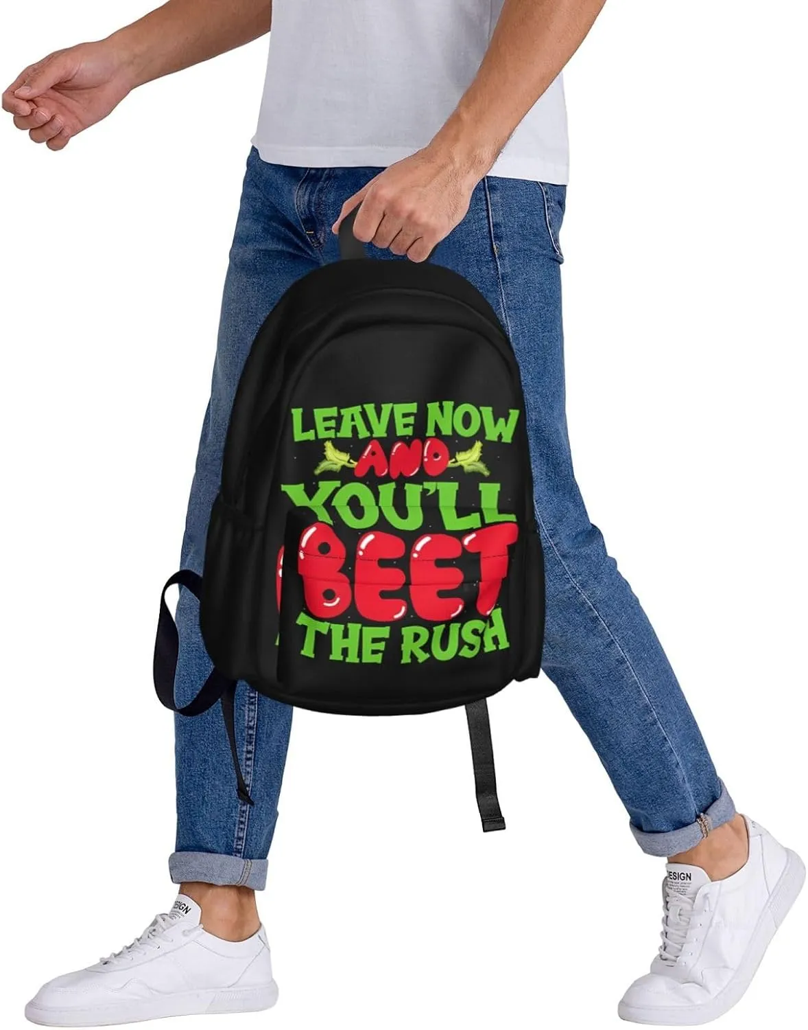 Leave Now And You'll Beet The Rush Backpack Casual Laptop Backpack Large Capacity Double Shoulder Bag Travel Daypack For Women Men