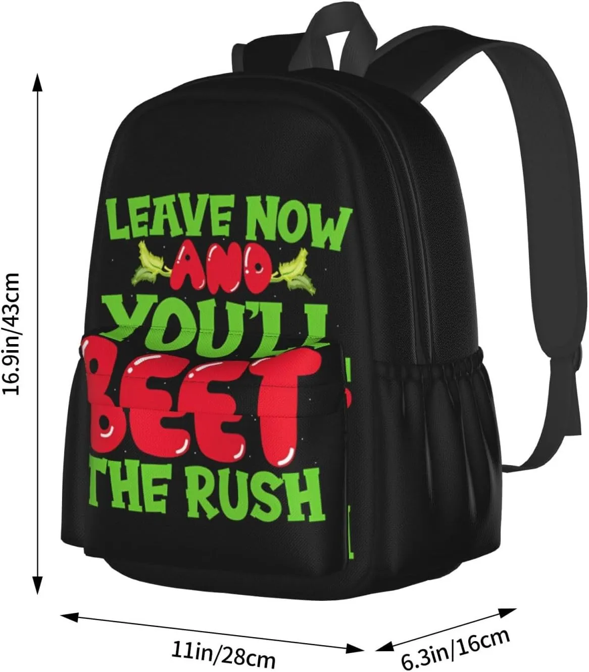 Leave Now And You'll Beet The Rush Backpack Casual Laptop Backpack Large Capacity Double Shoulder Bag Travel Daypack For Women Men