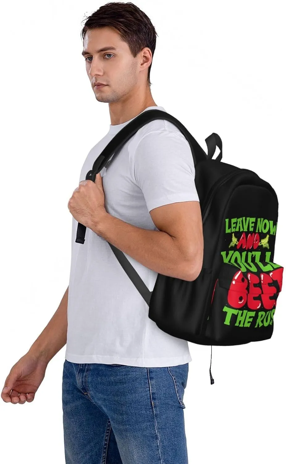 Leave Now And You'll Beet The Rush Backpack Casual Laptop Backpack Large Capacity Double Shoulder Bag Travel Daypack For Women Men