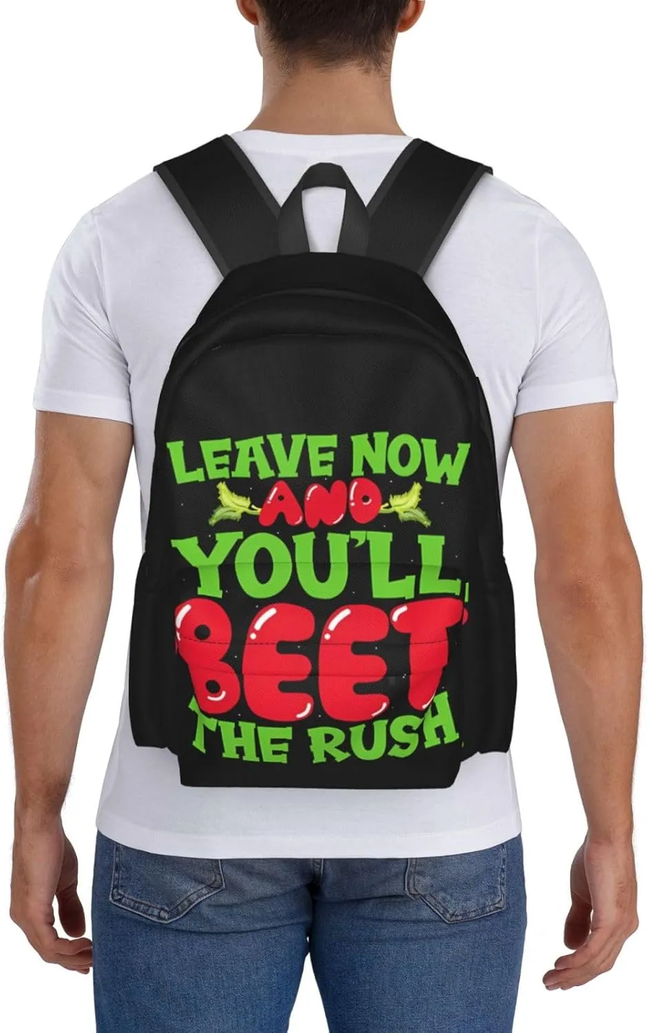 Leave Now And You'll Beet The Rush Backpack Casual Laptop Backpack Large Capacity Double Shoulder Bag Travel Daypack For Women Men