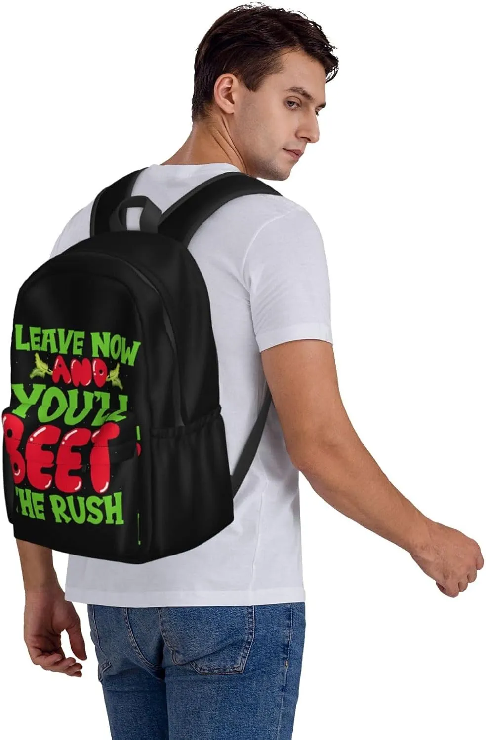 Leave Now And You'll Beet The Rush Backpack Casual Laptop Backpack Large Capacity Double Shoulder Bag Travel Daypack For Women Men