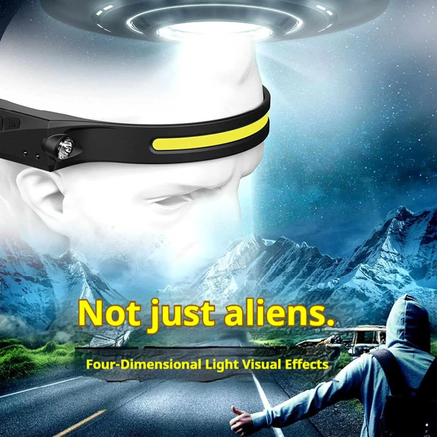 LED Headlamp 230° Wide Beam Head Lamp Waterproof USB Rechargeable Light 5Mode for Adults Hardhat Light，Work，Camping, Running, Hiking Fishing Essentials Gear
