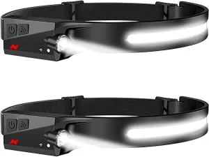 LED Headlamp 230° Wide Beam Head Lamp Waterproof USB Rechargeable Light 5Mode for Adults Hardhat Light，Work，Camping, Running, Hiking Fishing Essentials Gear
